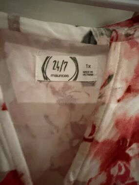 Maurices Floral V-Neck dress in White and Red